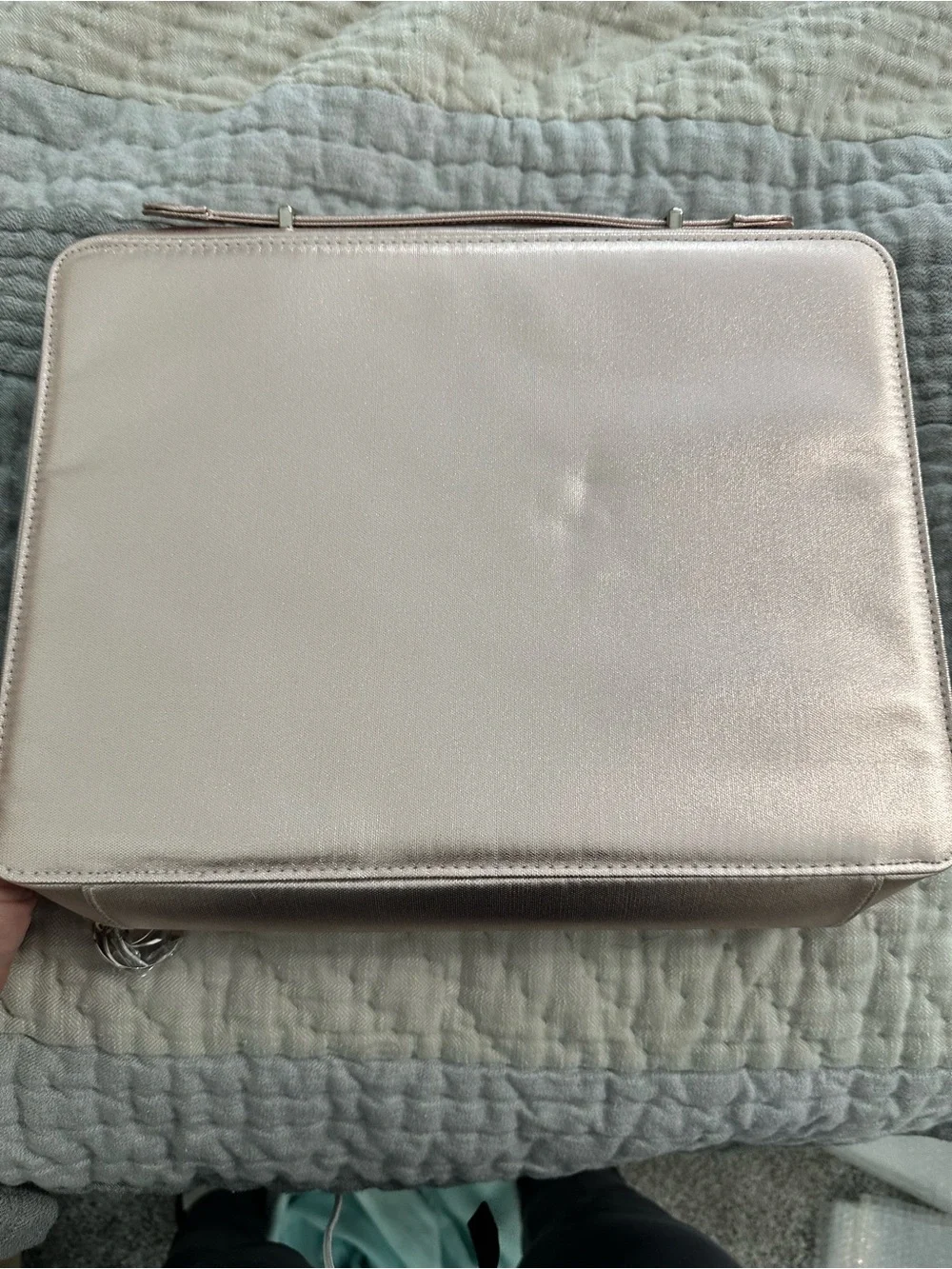 Lancome Women's Cosmetic Travel Case - Metallic Rose Embossed